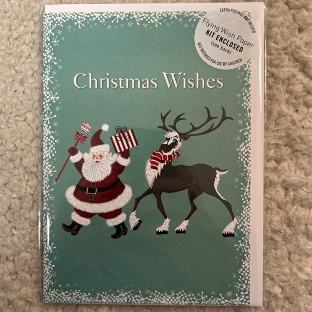 Flying Wish Paper "Christmas Wishes" Santa Reindeer Greeting Card Kit